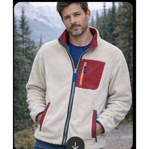 Horizon Bass Creek‎ Outfitters Fleece Jacket L/L Full Zip Outdoor Burgundy Trim